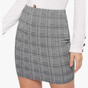 New Women's Basic Stretch Plaid Mini Bodycon Pencil Skirt